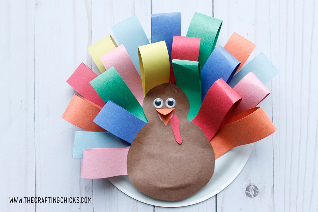 Paper Plate Turkey Craft is a great kids craft. This craft is easy enough for preschoolers to put together and helps them develop fine motor skills.