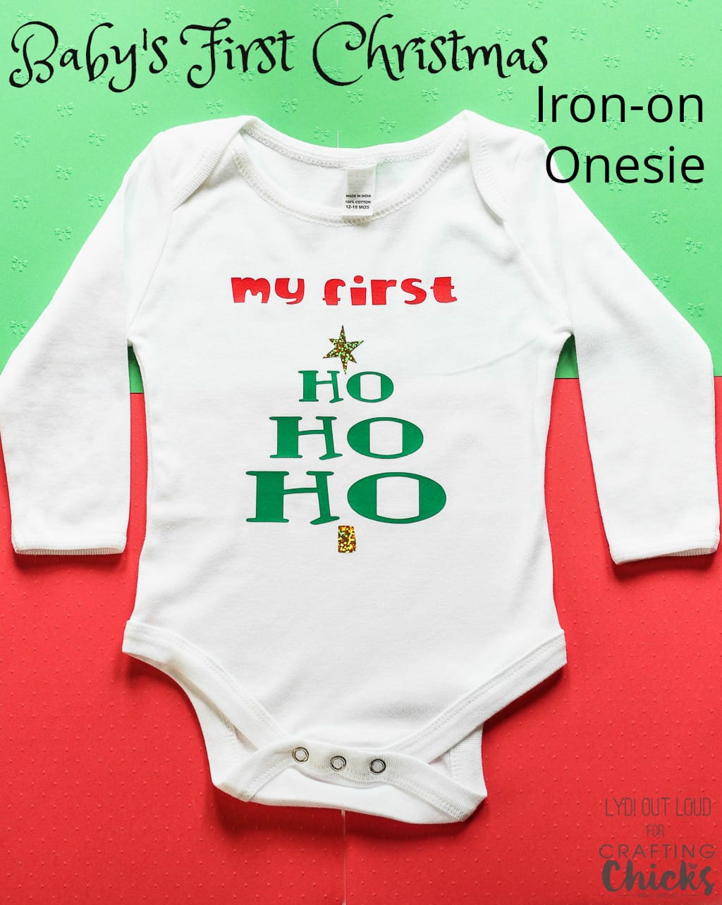 DIY Baby's First Christmas iron-on onesie #Christmasgiftideas #BabysFirstChristmas #DIYgiftideas #ironon