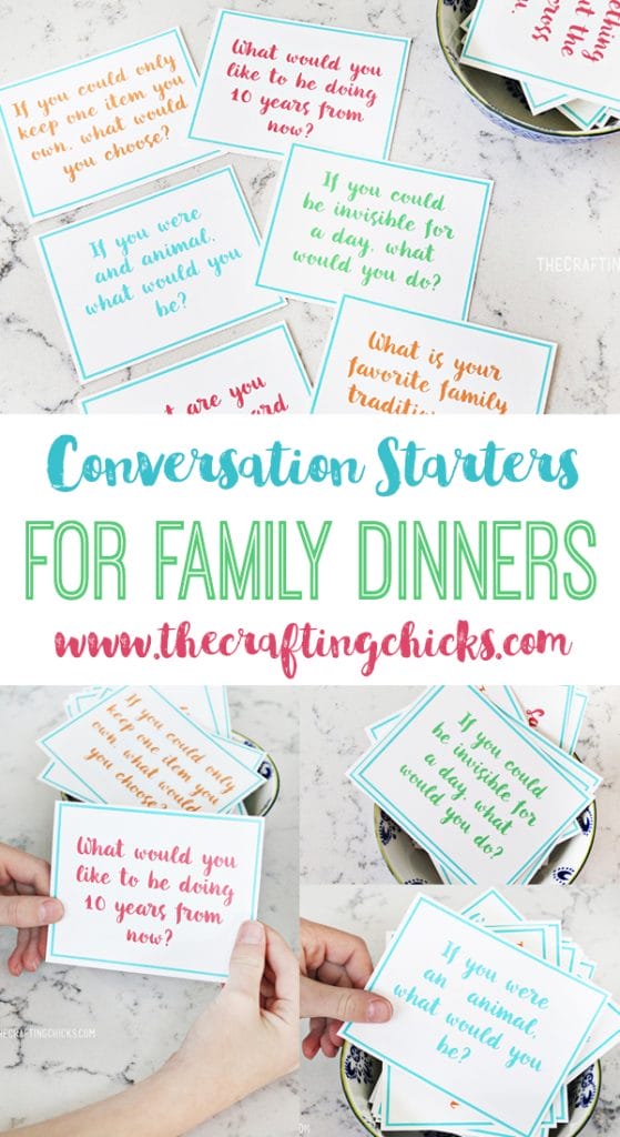 Free Printable Family Dinner Conversation Starter Cards - The Crafting ...