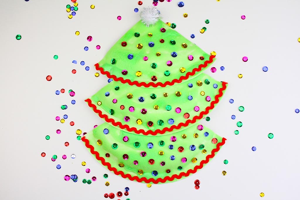 Puffy Paint Paper Plate Christmas Tree Craft