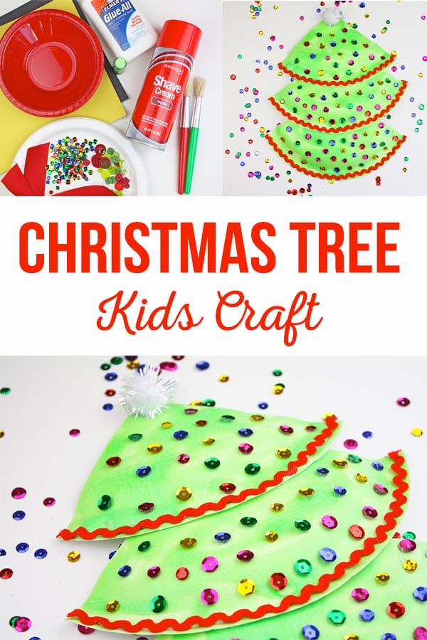 Puffy Paint Paper Plate Christmas Tree Craft- The Crafting Chicks