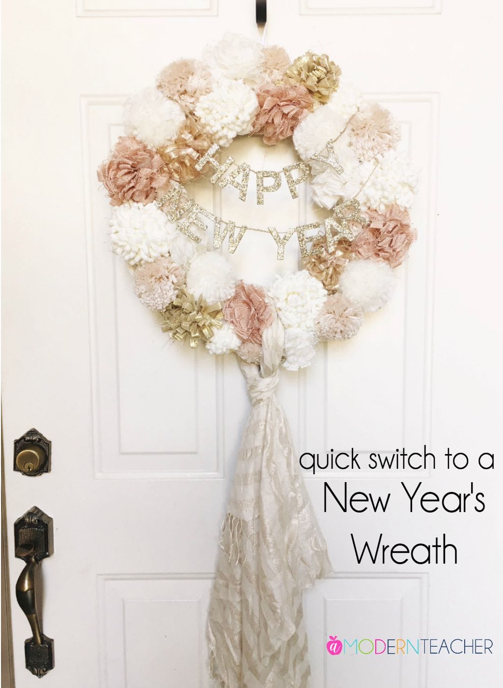 New Year's Eve Wreath idea | A quick idea on changing your Christmas wreath to a New Year's wreath