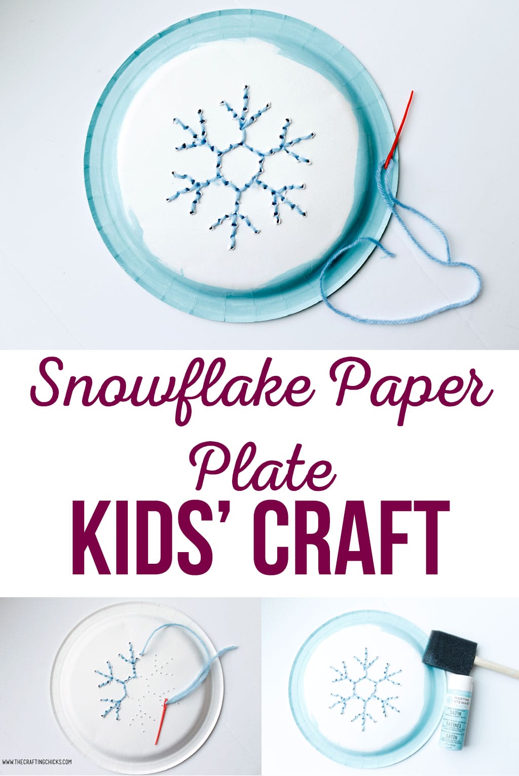 Snowflake Paper Plate Kids Craft is a great craft idea for winter break. Snowflake Paper Plate Kids' Craft is a fun project for kids to work on. They will love using fine motor skills to create a snowflake with yarn.
