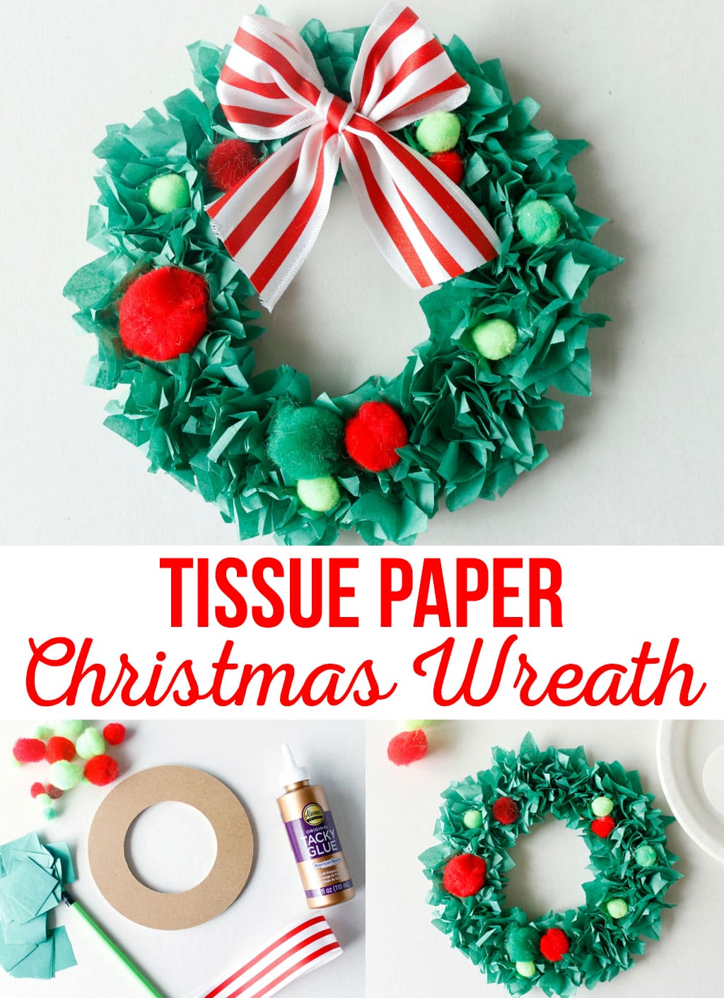 Tissue Paper Christmas Wreath