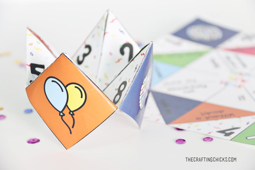 These New Years Fortune Teller Printables are a fun activity for kids to do while they are waiting for the ball to drop. We used these printables in our New Year's Eve Kids' Countdown bags as an activity and they were a hit!