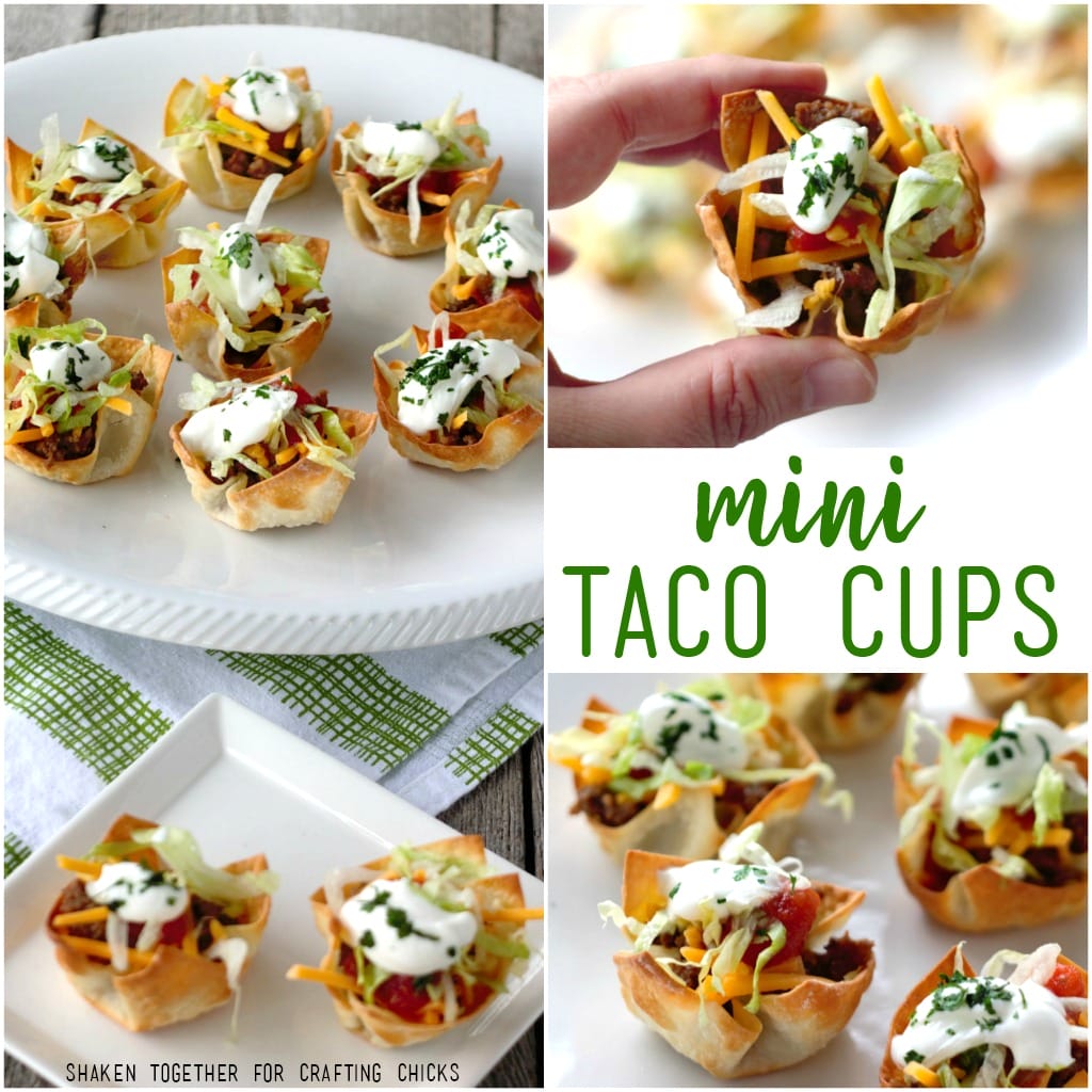 These Mini Taco Cups are the perfect easy appetizer for your new party, New Years Eve or big game!