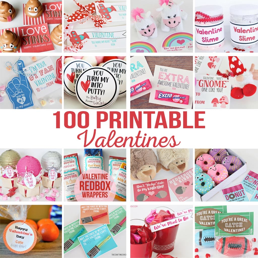 DIY Printable Valentines | Printables Valentines for school, teachers, friends, family, kids, and spouses. So many Valentine printables in one place!