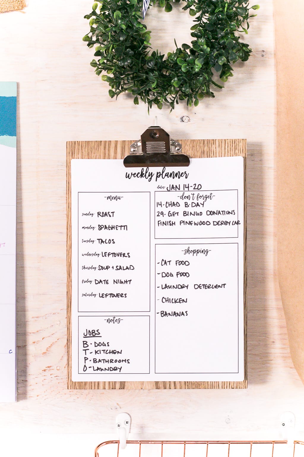 Weekly Planner Printable for Family Command Center