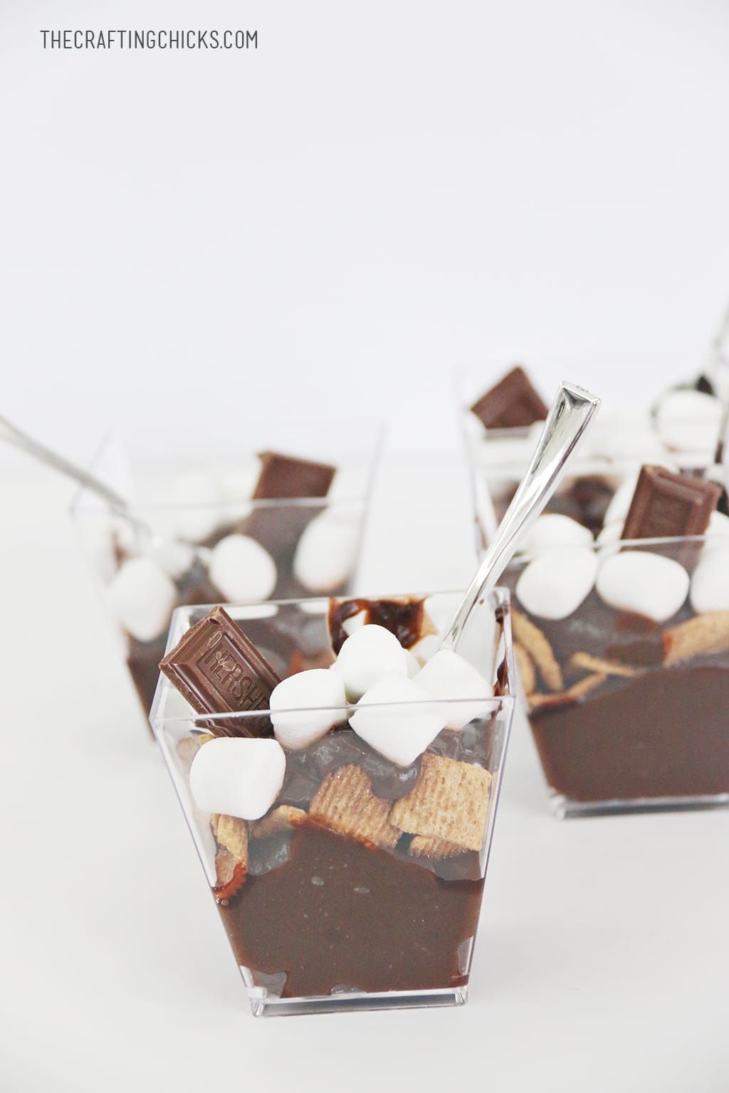 This S'more Parfait Recipe makes up a yummy treat. These are easy to throw together but look amazing! Try these for your next get together.