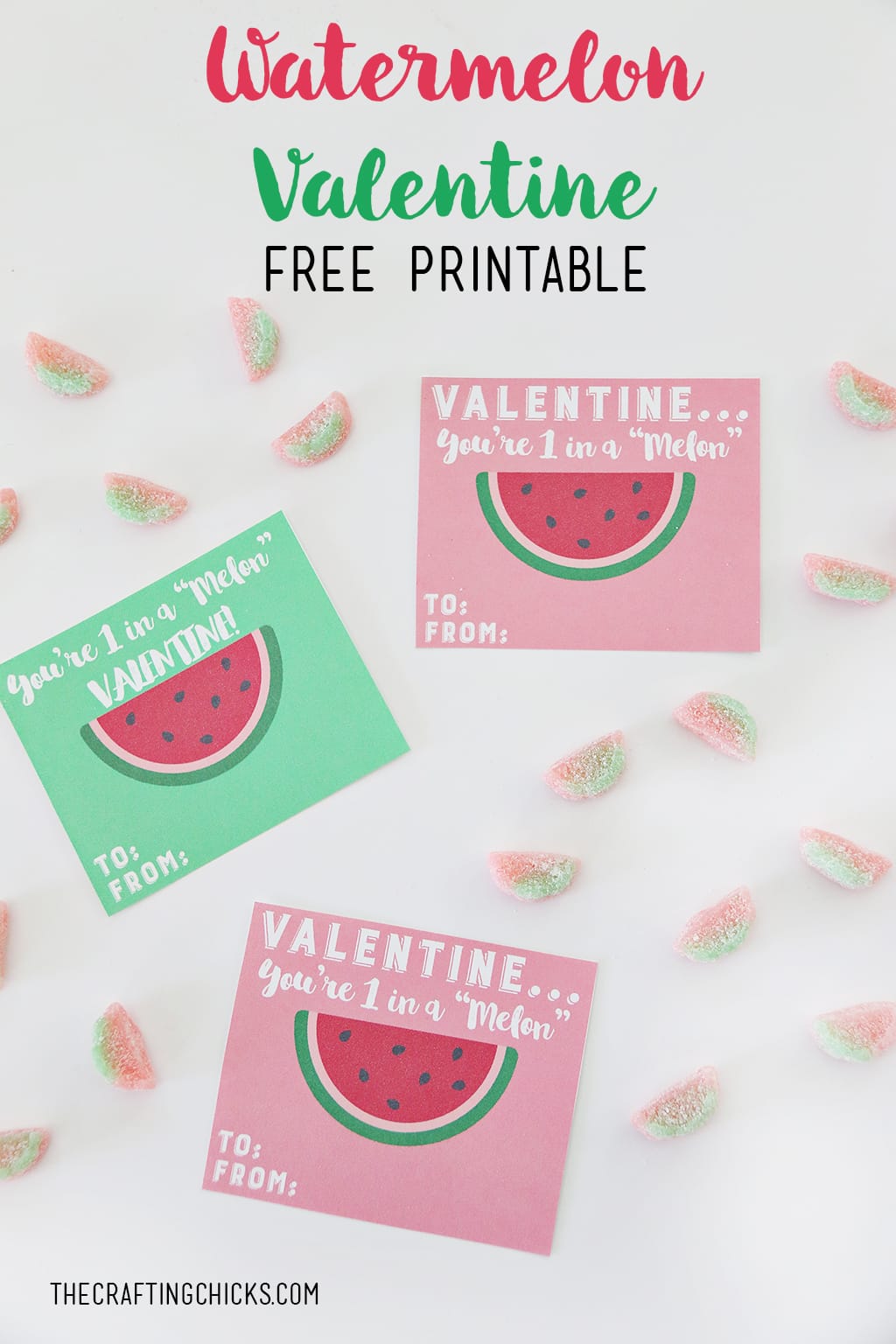 You're 1 in a "Melon" Valentine Printable | Simple printable Valentine to give to a friend, teacher or as class Valentines.