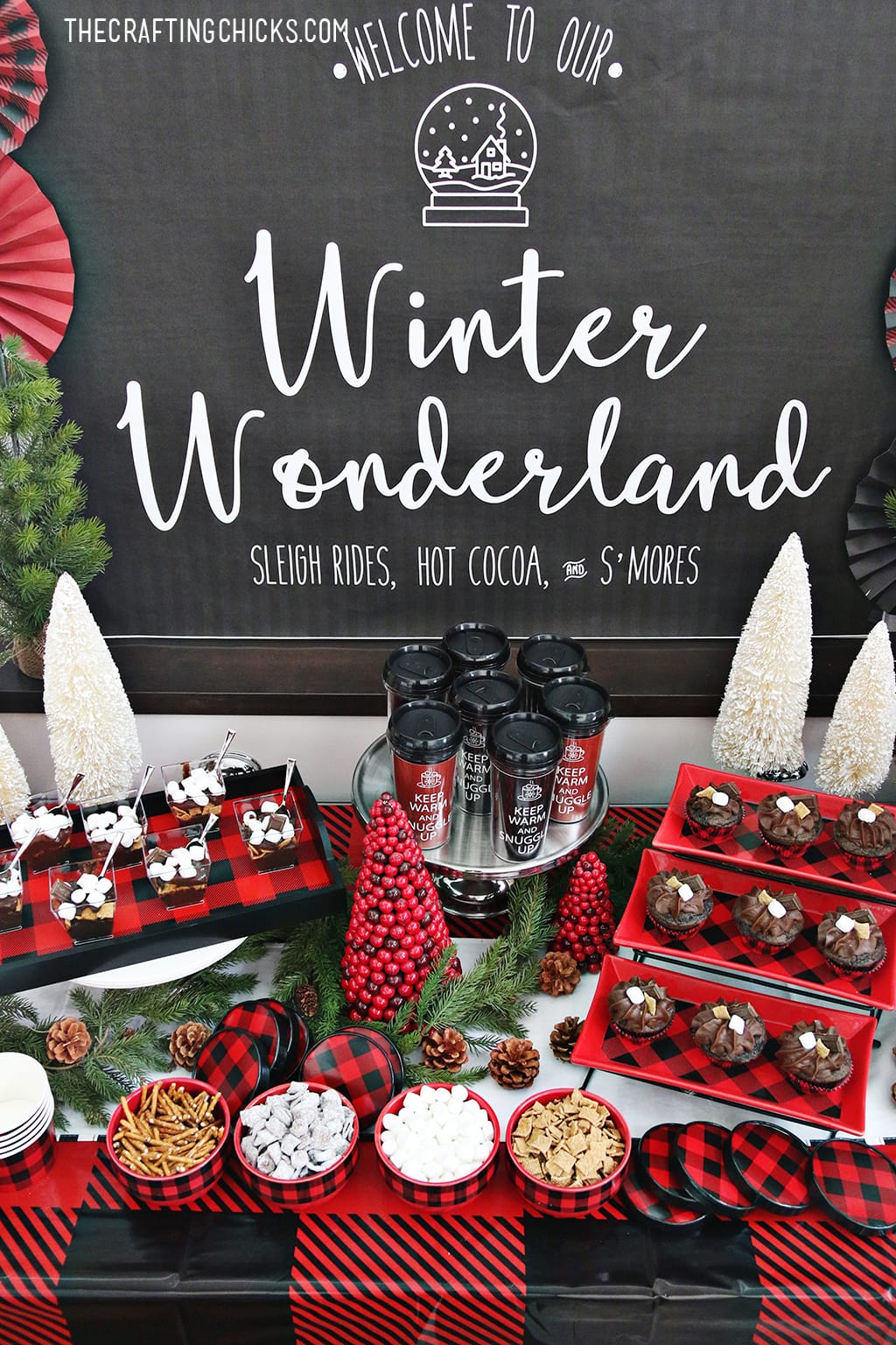 Add this Winter Wonderland Backdrop Printable to any winter party you throw. This large format printable is beautiful and will make the party table stand out.