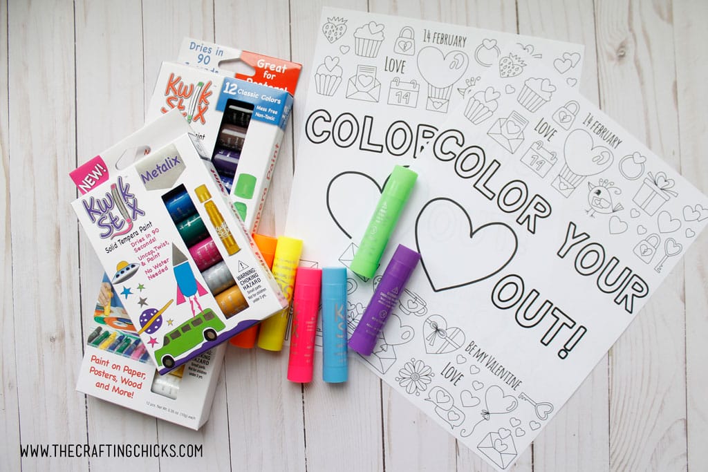 We love to color at our house and this Color Your Heart Out Valentine Coloring Page is perfect for artists of all ages. Pair this with some Kwik Stix to give as a gift to your favorite Valentines.