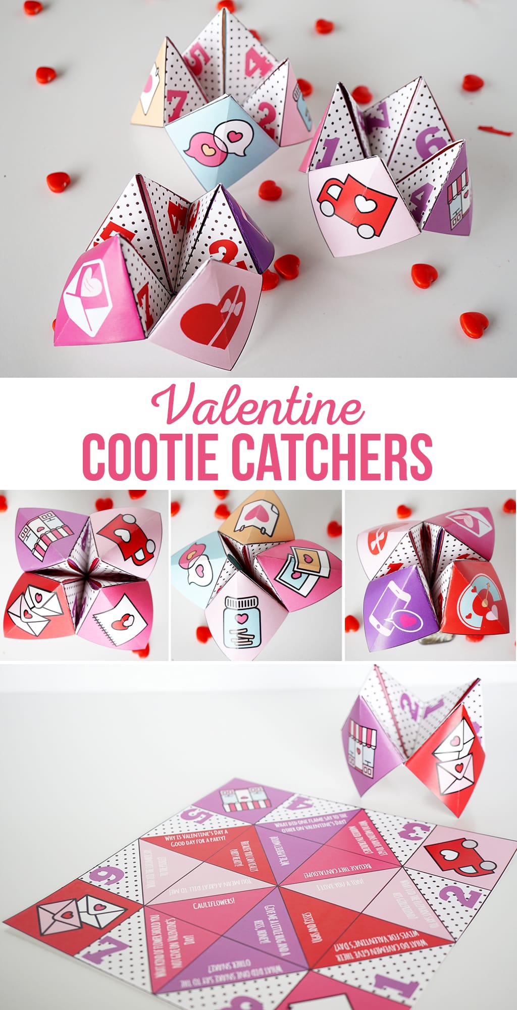 Valentine Fortune Tellers | These Valentine Cootie Catchers are ready to print and fold and would be a fun class activity as party as a party.