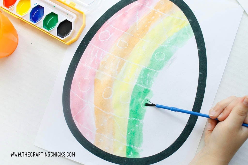 Easter Egg Water Color Resist art work for kids