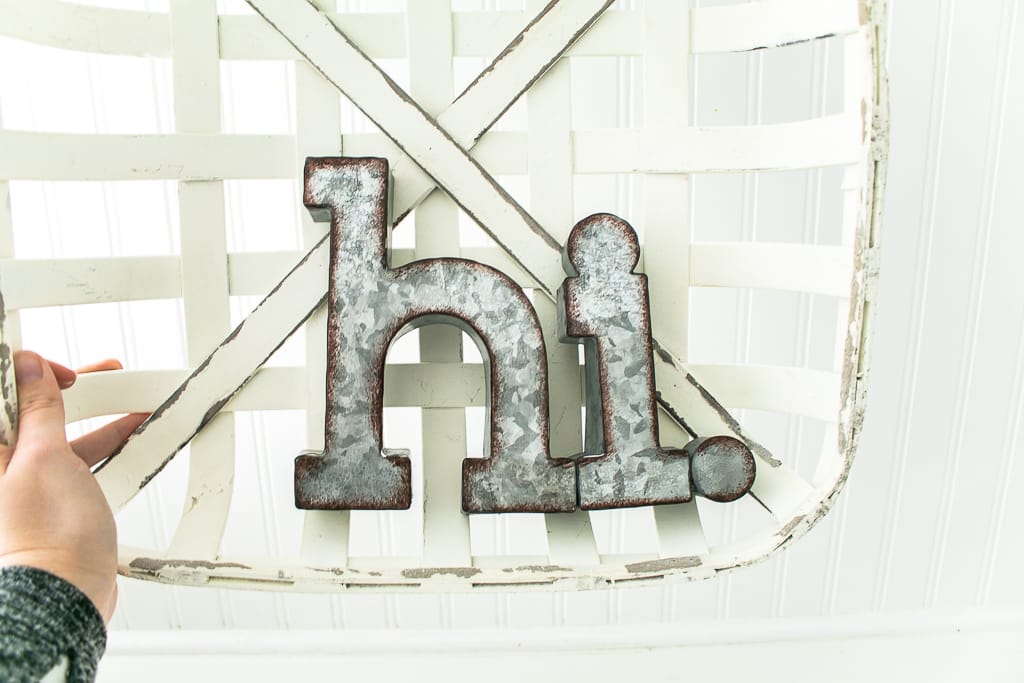 Galvanized metal hi from Hobby Lobby for spring wreath
