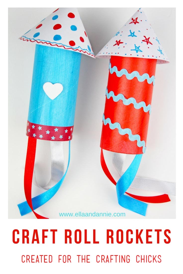 Craft Roll Rockets Craft for Memorial Day | Celebrate and decorate for Memorial Day with our easy craft roll rockets! #kidscraft #memorialday #4thofjuly #americacraft #redwhitandblue