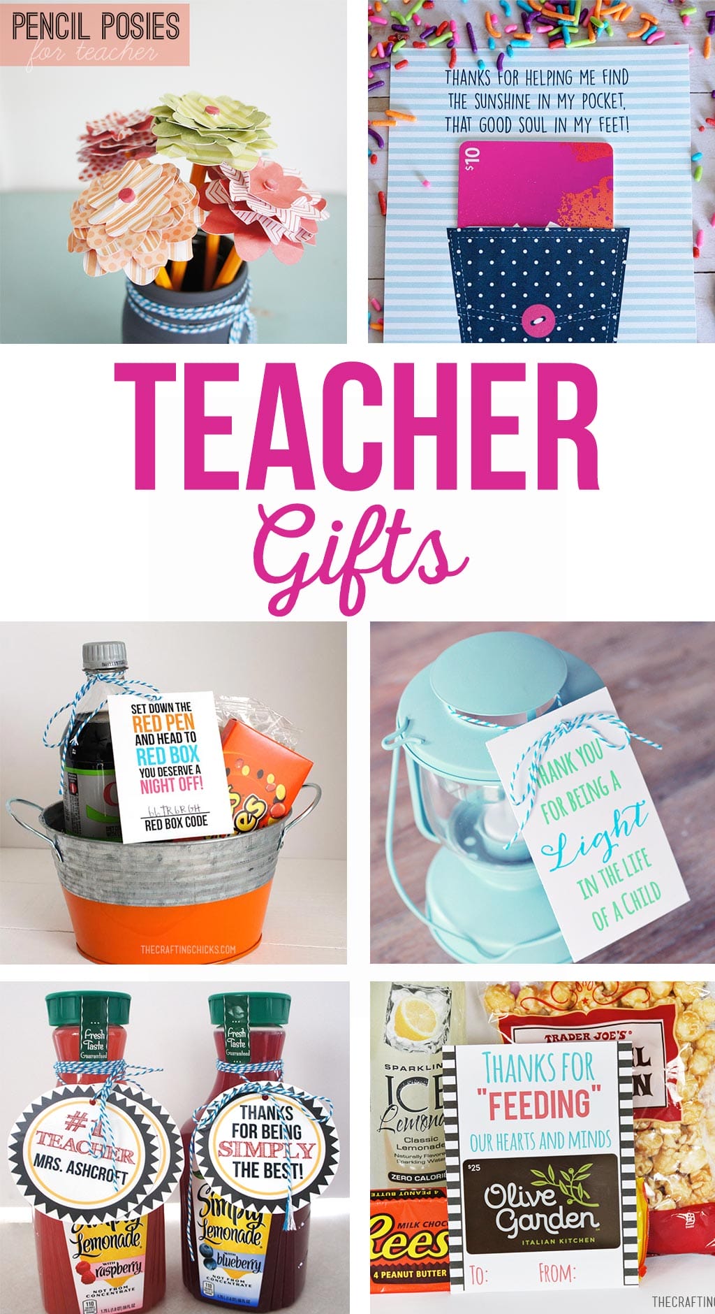 Fun and simple teacher gift ideas that won't break the bank. Free printable teacher gift tags. Gifts for teacher appreciation, end of the year, holidays and birthdays. #teachergifts #teacherappreciation #freeprintables