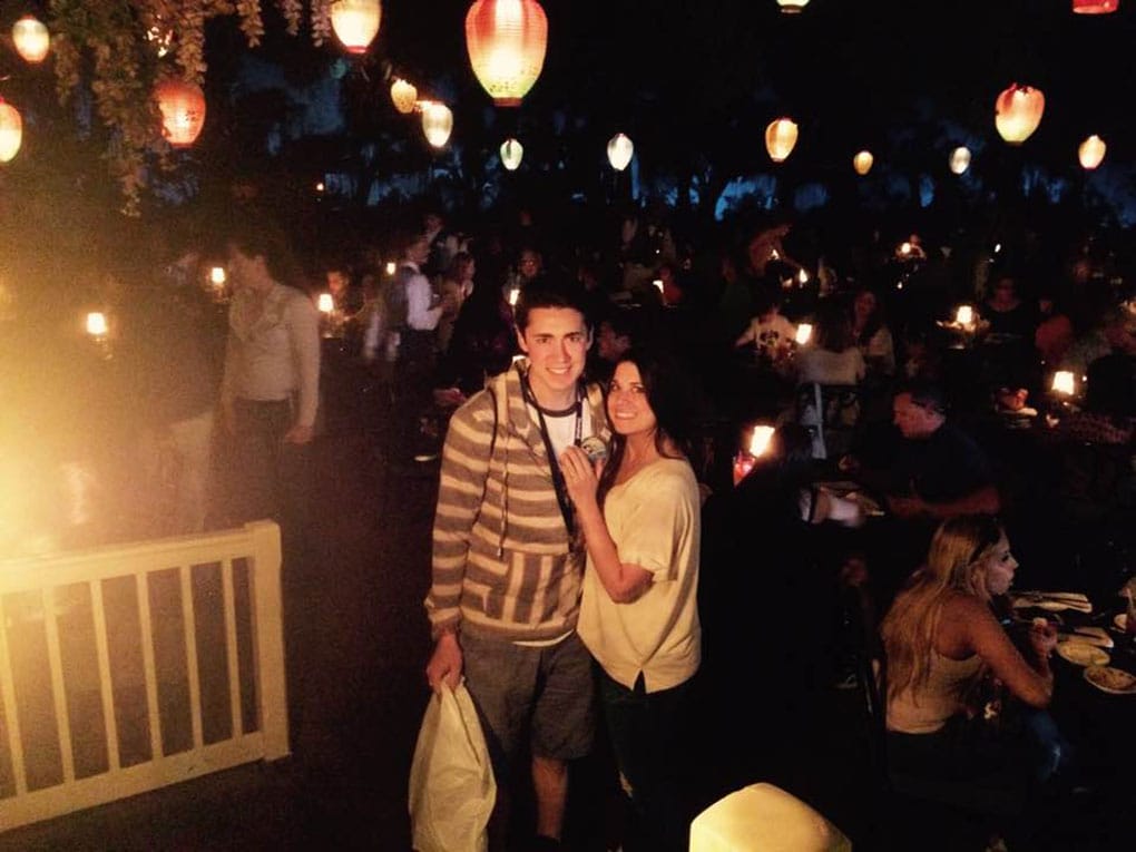 Couple standing in Blue Bayou Restaurant in Disneyland