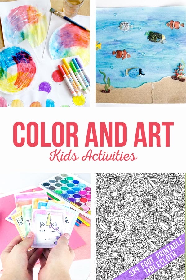 Color and Art kids activities are sure to provide hours of fun this summer. Printable coloring pages, watercolor, paint by number and even a mini coloring book. #color #art #coloring #kidsactivities