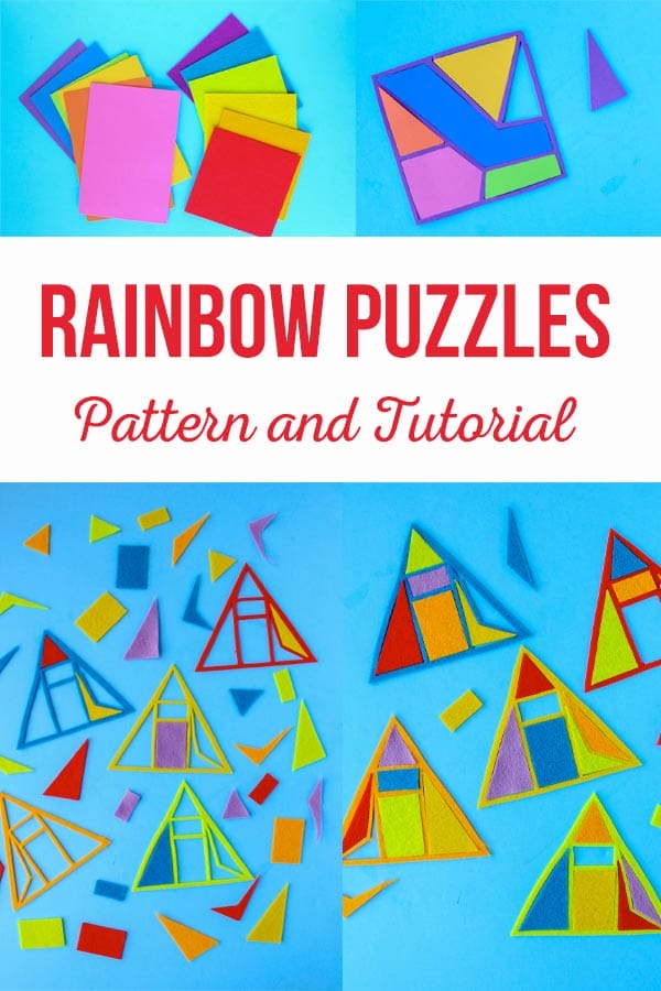 Rainbow Puzzles Pattern and Tutorial is a great way to fun activity with you that is fun for the kids but also stimulating and great for their brains! You can make these from tons of different materials to make it a fun sensory experience as well! #kidscrafts #learningcraftsforkids