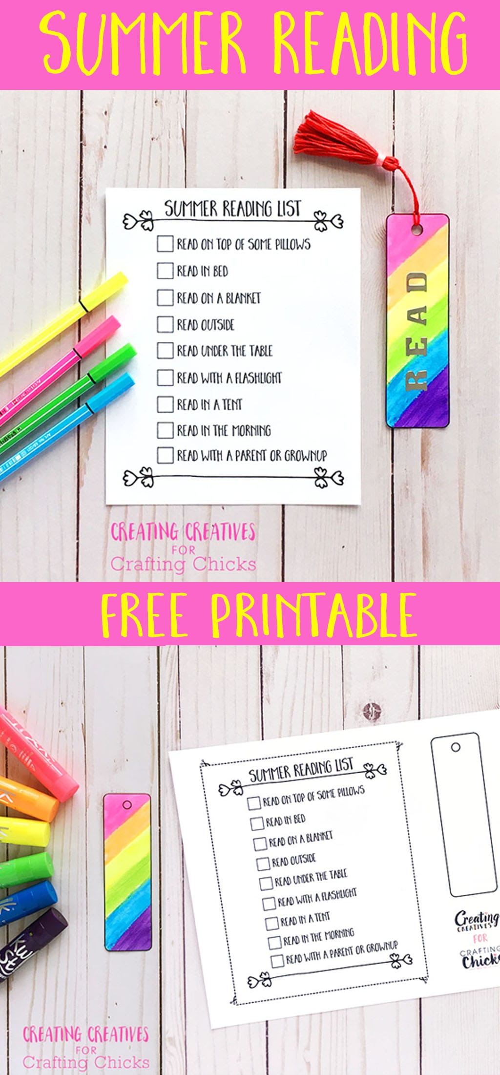 DIY Tassel Bookmarks | Printable Bookmarks and Reading List #kidscraft #reading #summer