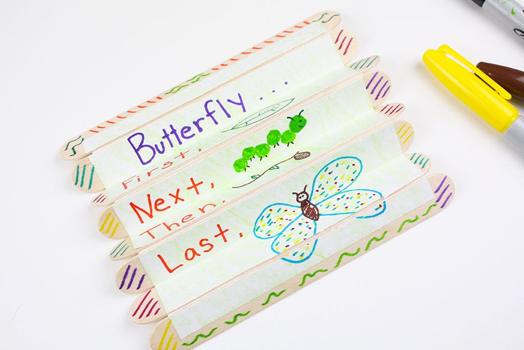 Butterfly Life Cycle Preschool Craft | Kids will love learning about the life cycle of a butterfly with this simple kids activity. This DIY folding pocket life cycle craft is made with just a few supplies. #kids #craft #preschool #butterfly #lifecycle #activity