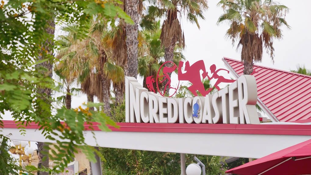 Incredicoaster sign at Disney California Adventure Park