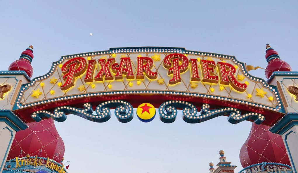 Pixar Pier sign at Disney California Adventure Park