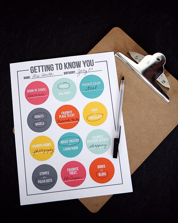 getting to know your teacher printable