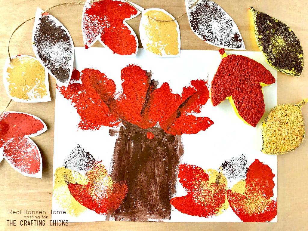 Fall Leaf Sponge Stamp Kids Craft perfect for little hands of all ages. Easy prep and simple supplies make this kids craft a great addition to Fall fun!