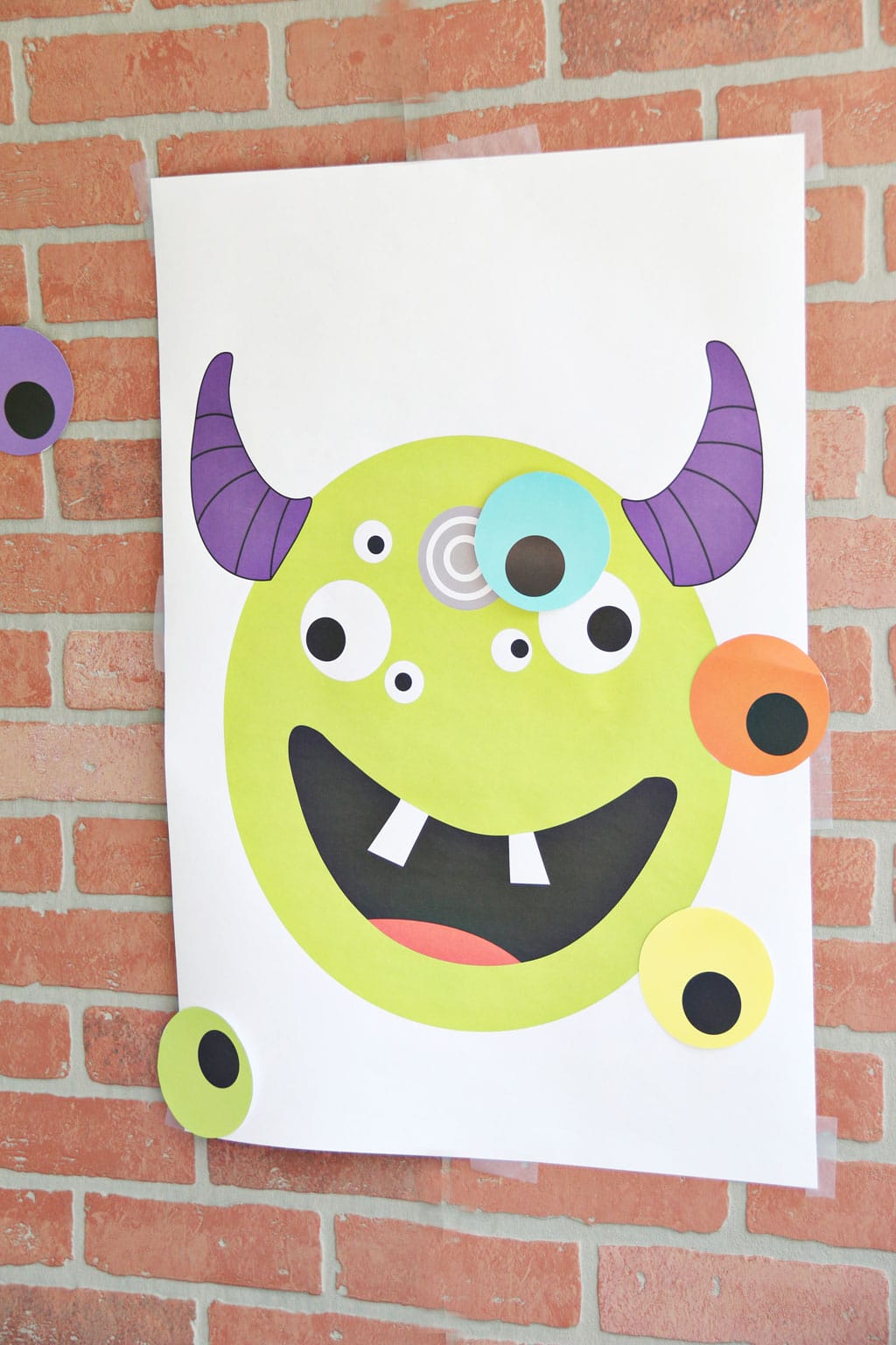 Pin the eye on the monster halloween game for kids