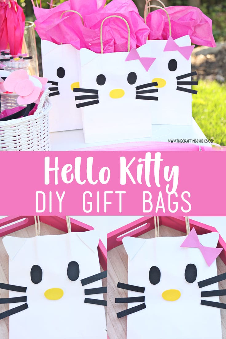 Give your Hello Kitty lover a great gift inside one of these Hello Kitty DIY Gift Bags. So cute, and so easy to make.  #hellokitty #hellokittybirthdayparty