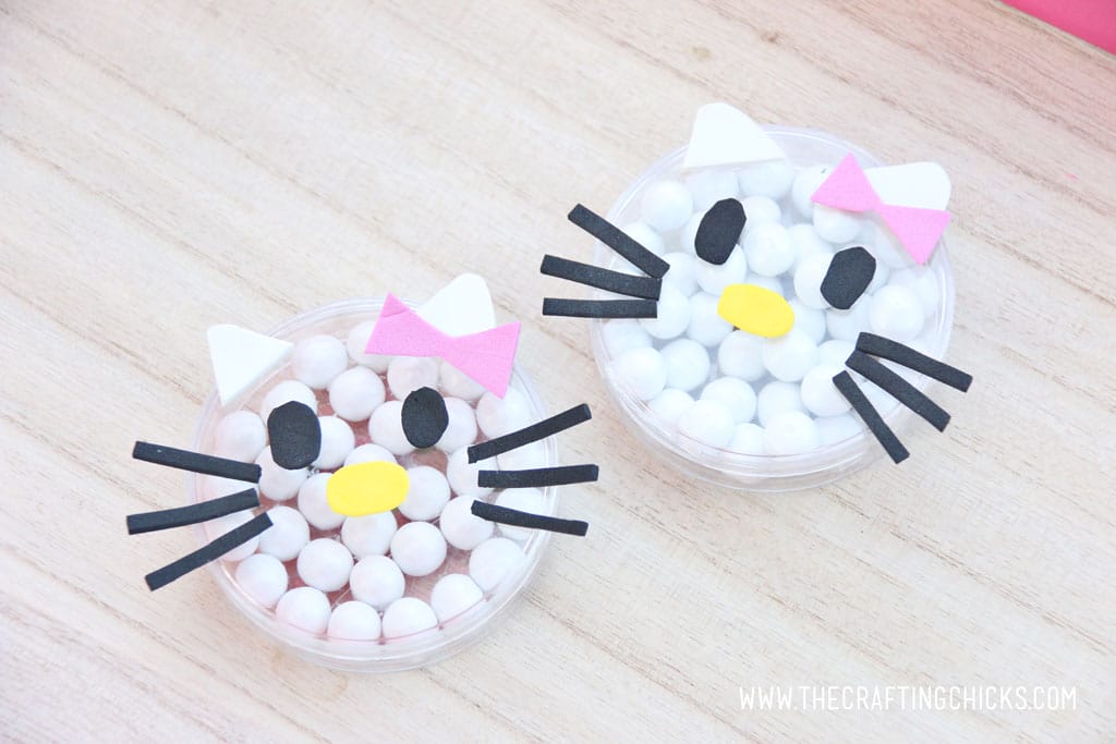 Hello Kitty DIY candy dishes on a table