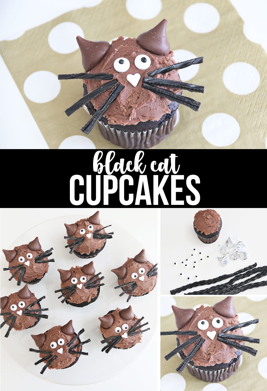 Black Cat Cupcakes for Halloween