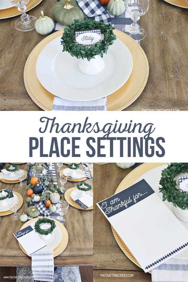 Thanksgiving Place Setting printable in navy blue.