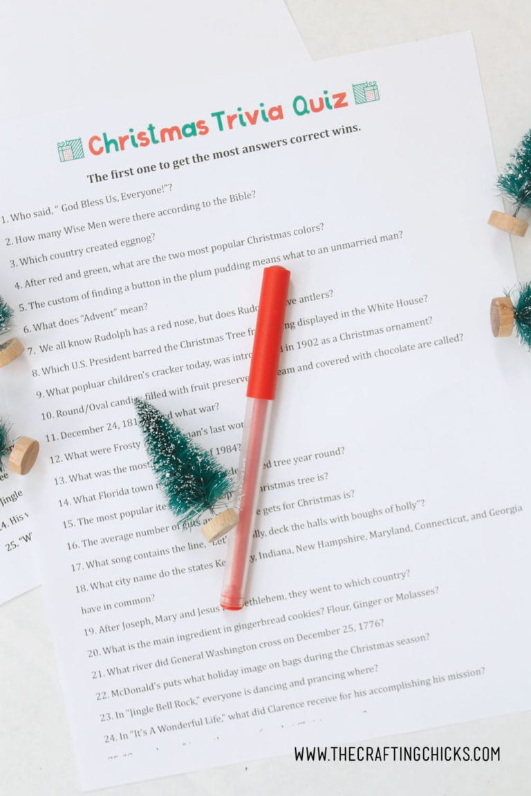 Christmas Trivia Quiz Free Printable - The Crafting Chicks