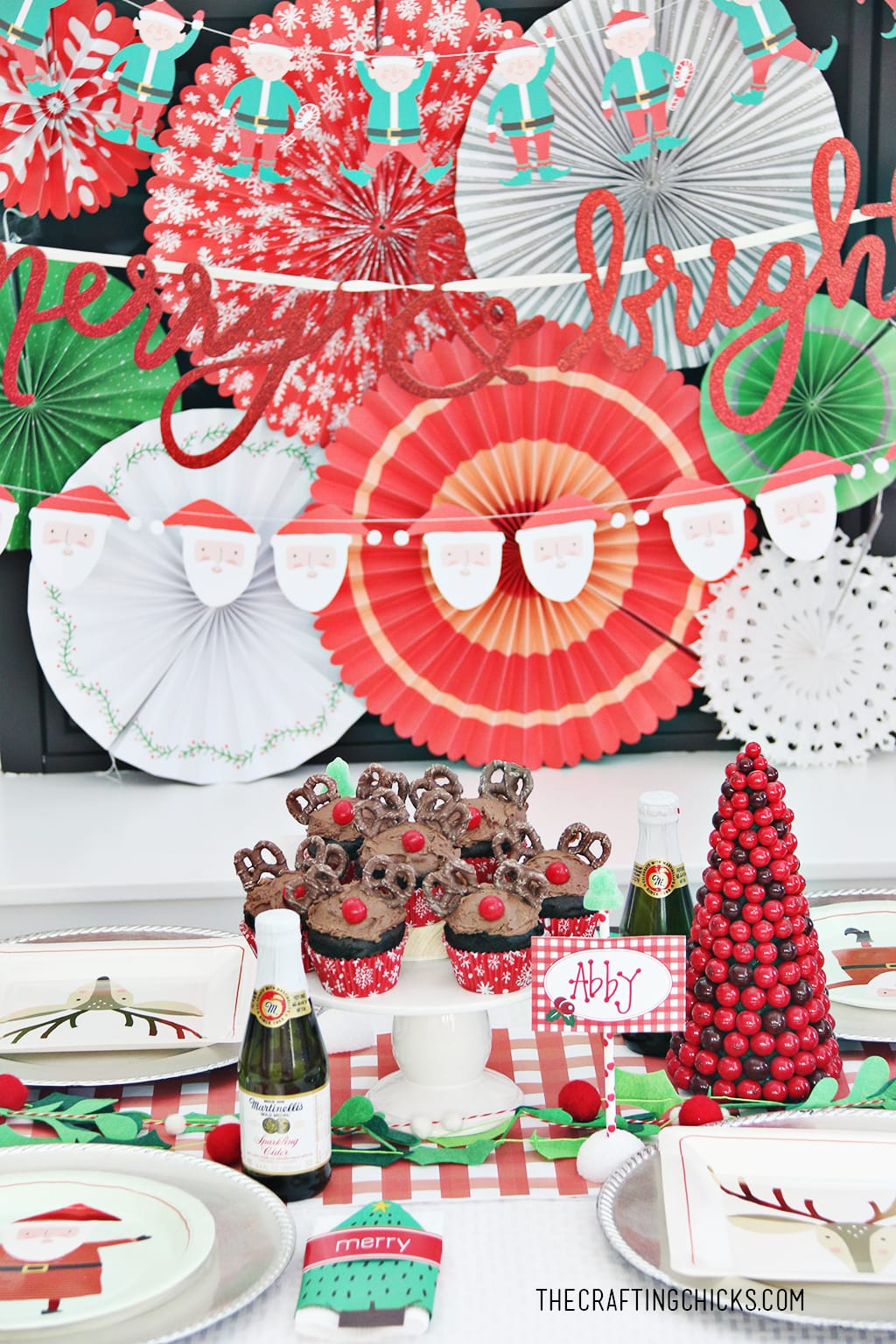 Christmas Party Table for Kids with bright red and green colors!