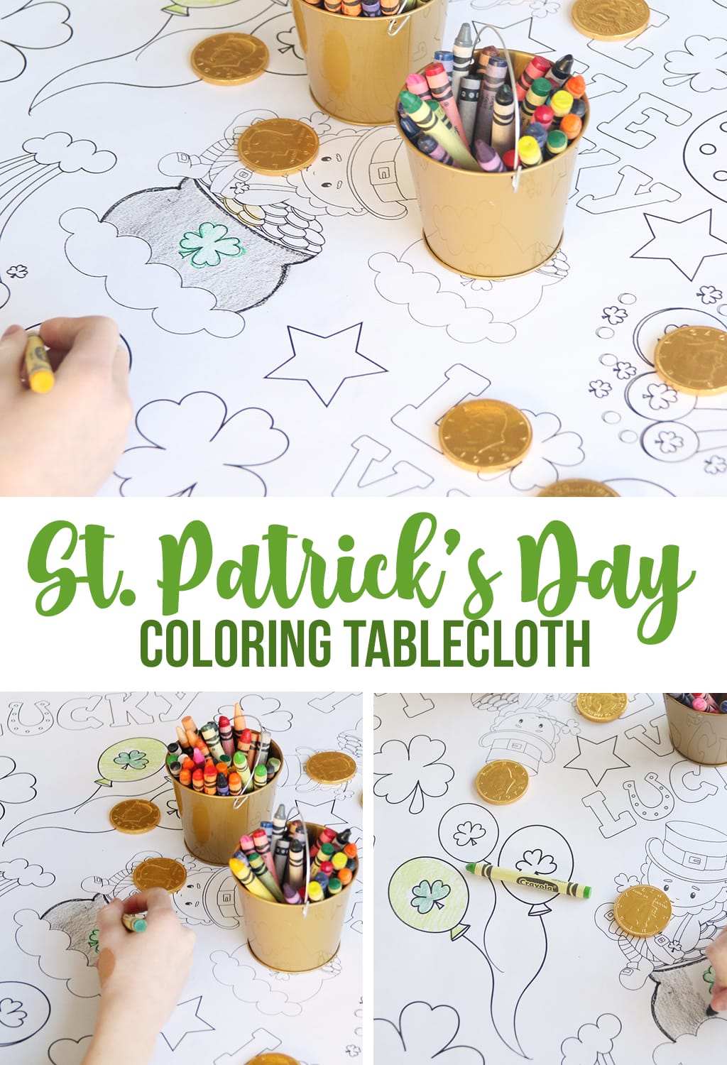 St. Patrick's Day Coloring Tablecloth. Printable tablecloth to color.