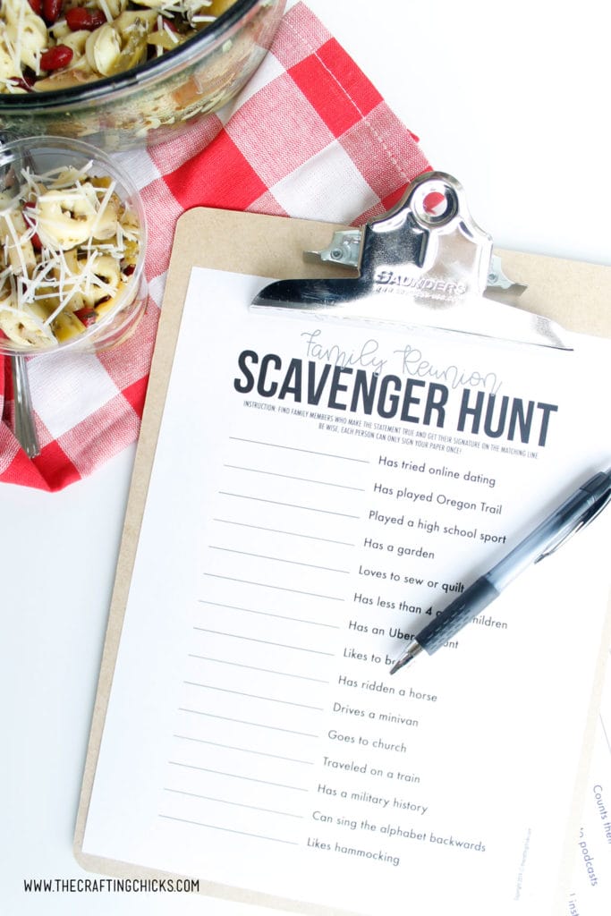 Family Reunion Scavenger Hunt Printable Game - The Crafting Chicks