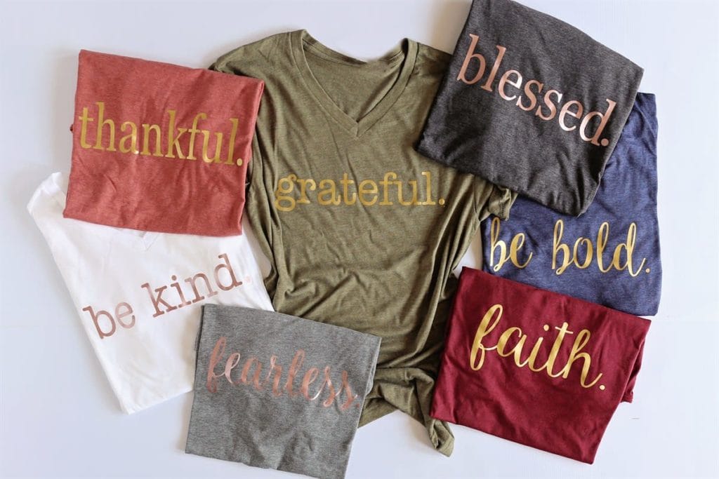 Fall Statement Tee shirt with gold words for Fall Wardrobe Must Haves
