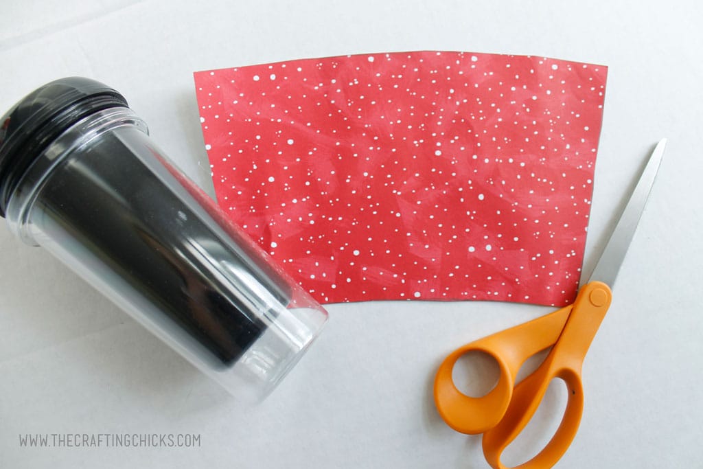 Cut out holiday paper for DIY Mug