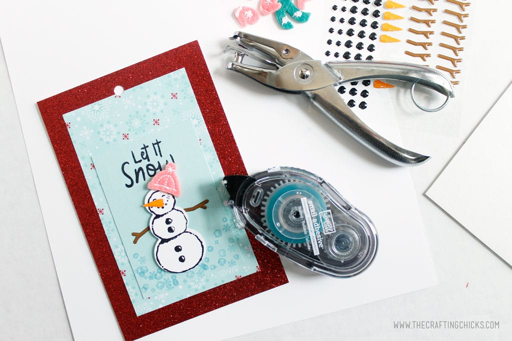 Put all the layers together for the Stamped Snowman gift tag