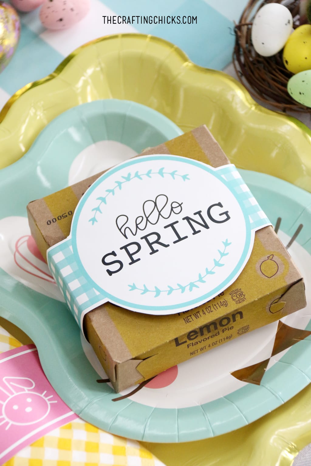 Hello Spring Printable labels for mini pie boxes.