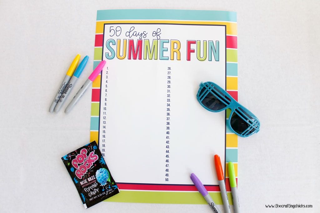 Blank 50 Days of Summer fun Chart