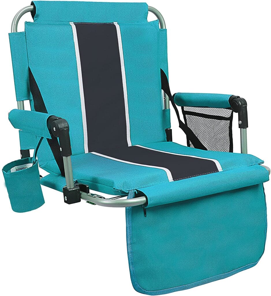 Stadium seat in teal and gray perfect for a sports mom.