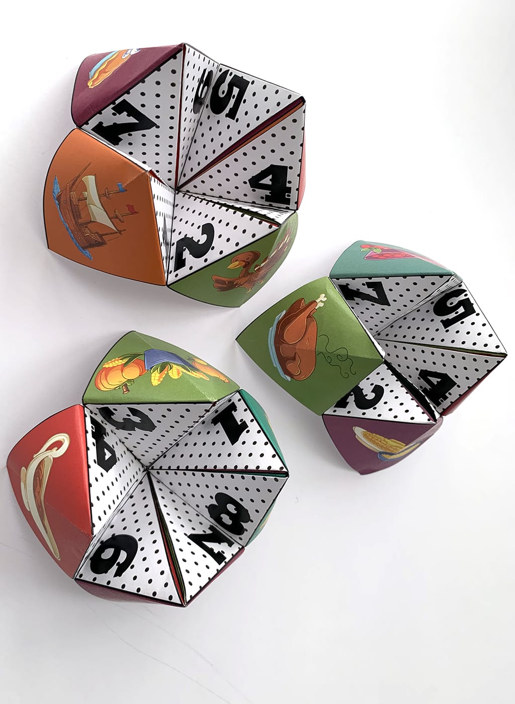 Thanksgiving Cootie Catchers on white background
