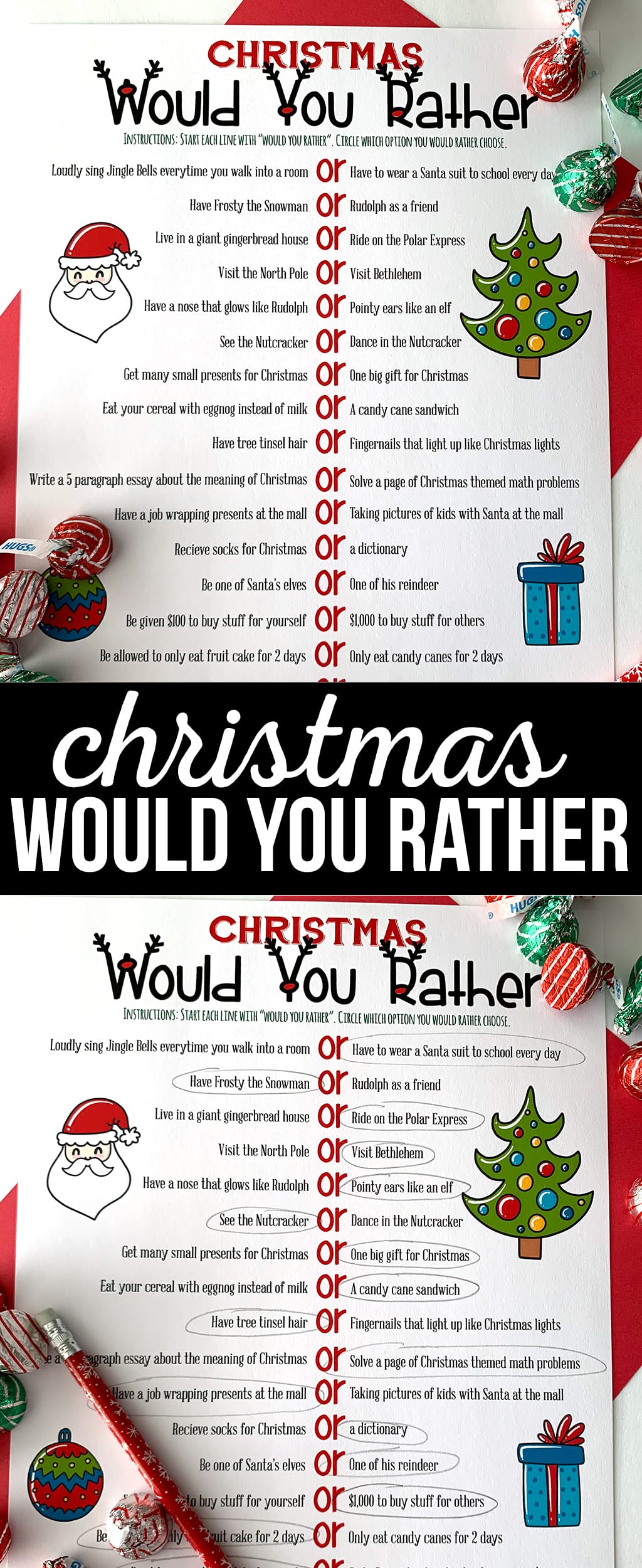 Christmas Would You Rather Free Printable Game