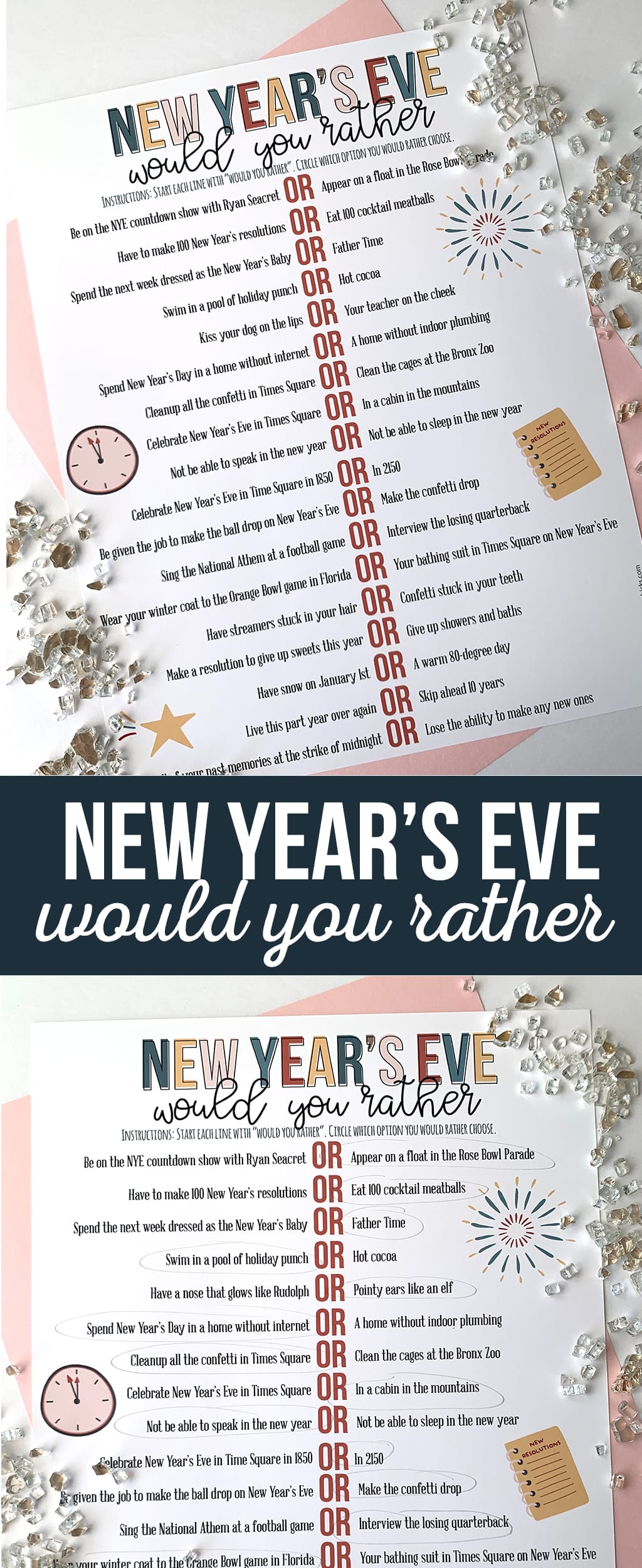New Year's Eve Would you Rather Printable