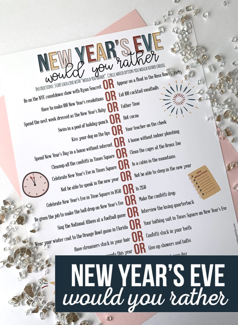 New Year’s Eve Would You Rather Printable Game