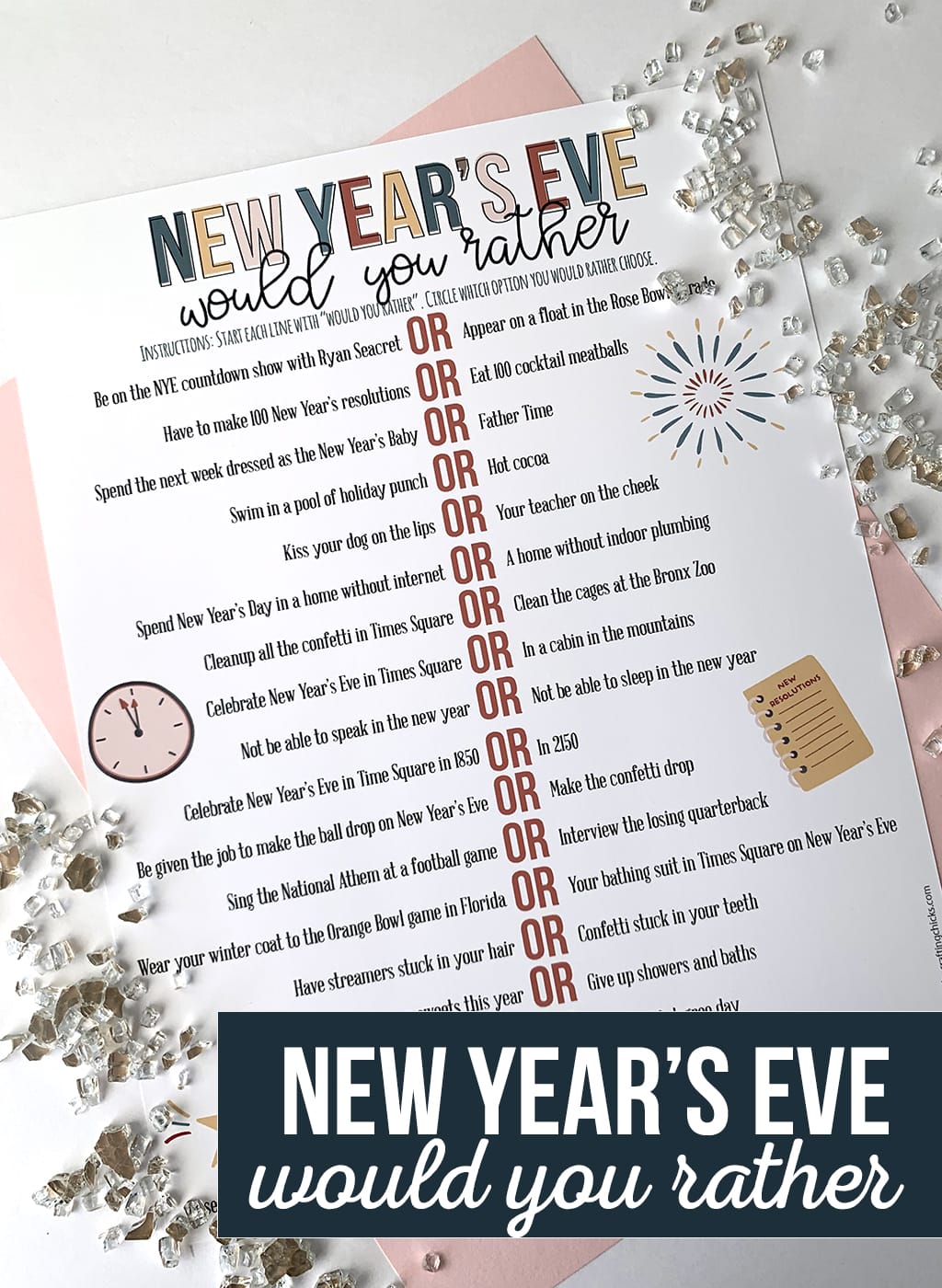 New Year's Eve Would You Rather Printable Game